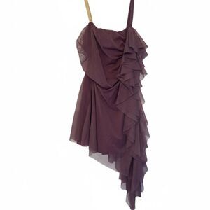 Kelle solo purple mesh ruffle asymmetrical leotard Dance Costume dress SA adult